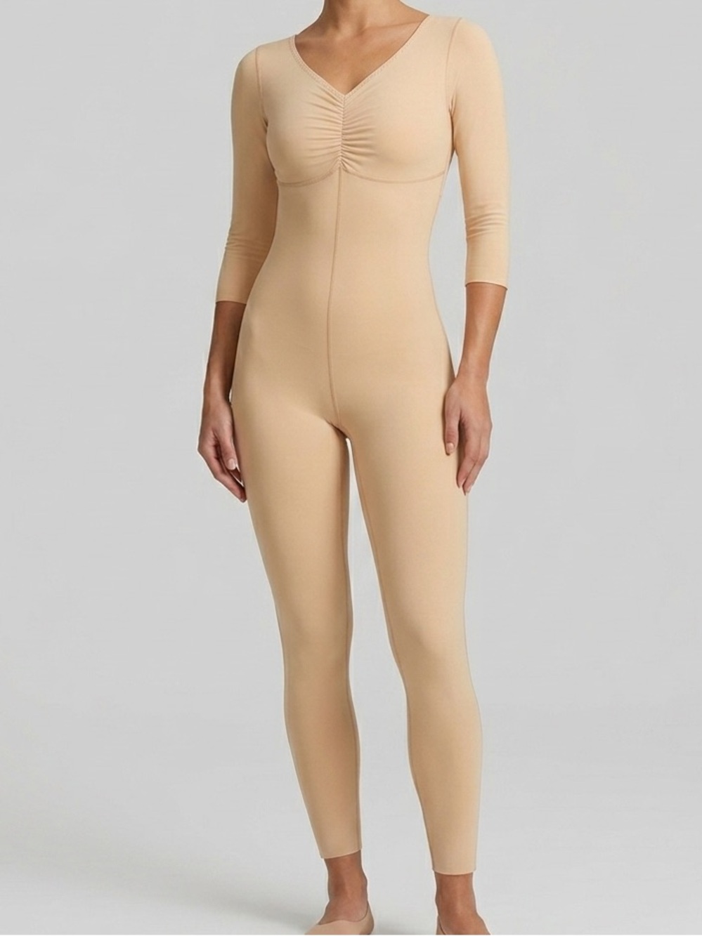 Isavela Long-Sleeve Full-Body 2nd stage Compression Bodysuit in Nude Cream
